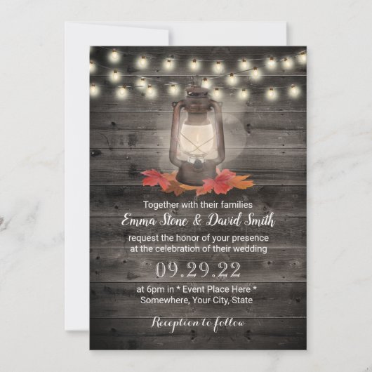  herfst Lantern Barn Wood Fall Wedding Kaart (Voorkant)