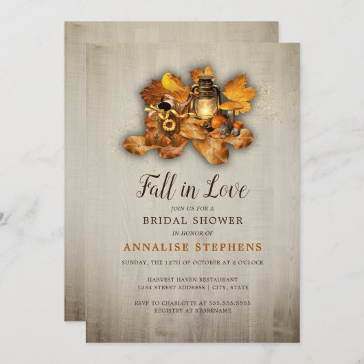 Herfst Lantern Rustic Vrijgezellenfeest Kaart (Voorkant / Achterkant)