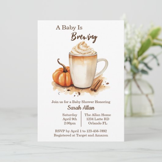 Herfst Latte Baby is het brouwen van Baby shower u Kaart (Staand voorkant)