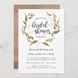 Herfst Laurel Wreath Bridal Shower Kaart