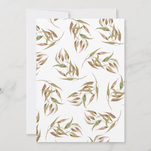 herfst laurier krans monogram bruiloft uitnodiging (Achterkant)