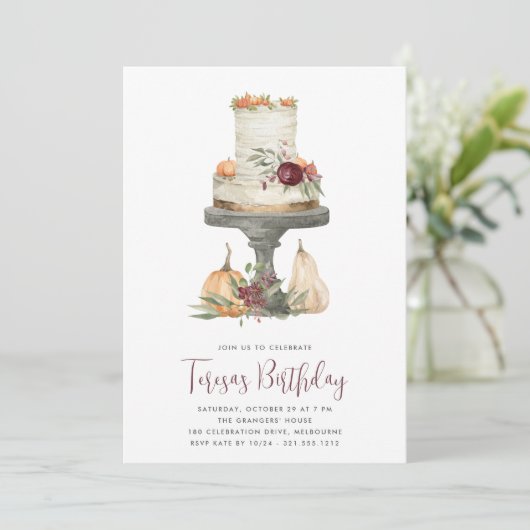 Herfst Layer Cake Birthday Party Kaart (Staand voorkant)