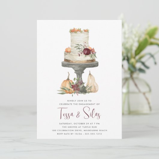 Herfst Layer Cake Engagement Party Kaart (Staand voorkant)