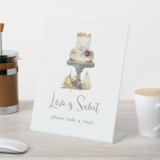 Herfst Layer Cake "Love is Sweet" Dessert Reclamebord Met Voetstuk (Insitu)