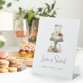 Herfst Layer Cake "Love is Sweet" Dessert Reclamebord Met Voetstuk