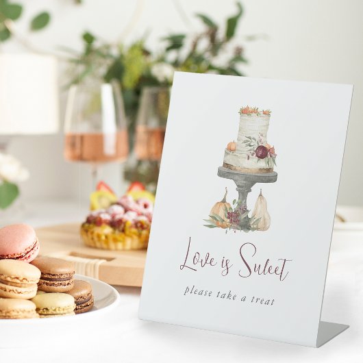 Herfst Layer Cake "Love is Sweet" Dessert Reclamebord Met Voetstuk