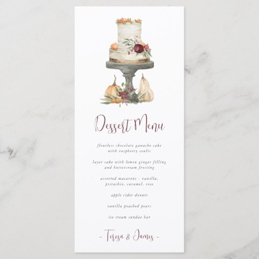 Herfst Layer Cake Personalized Dessert Menu (Voorkant)