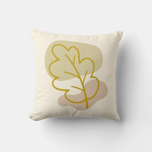 Herfst Leaf & Abstracte Blob Shape Pastelkleuren G Kussen (Voorkant)