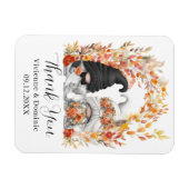 Herfst Leaf Arch Gnome Wedding Bedankt Card Magneet (Horizontaal)