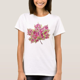 Herfst Leaf Art - Boho Waterverf in het Paarse T-shirt