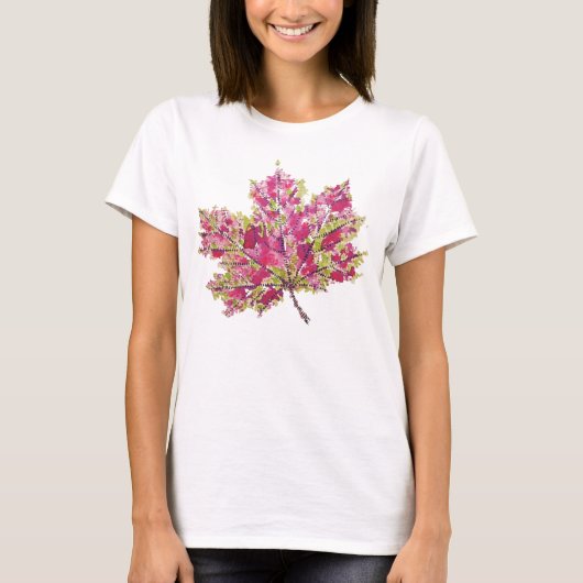 Herfst Leaf Art - Boho Waterverf in het Paarse T-shirt (Voorkant)