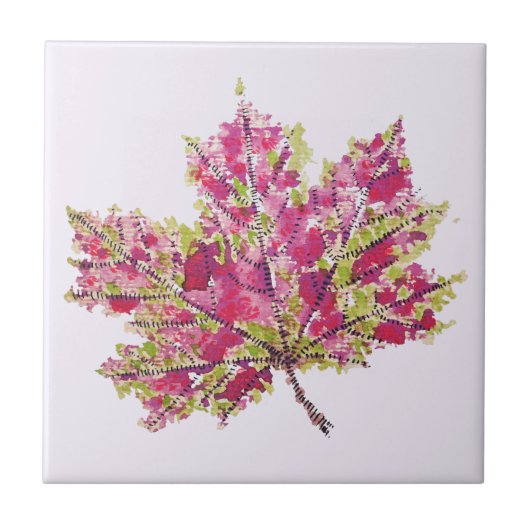 Herfst Leaf Art - Boho Waterverf in het Paarse Tegeltje (Voorkant)