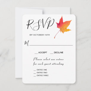Herfst Leaf Autumn 3 Entree RSVP Response Kaart