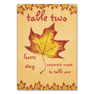 Herfst Leaf Bunco Tafel Kaart #2