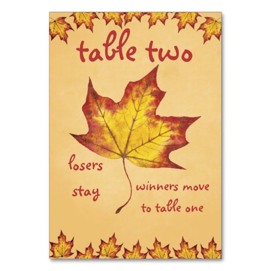 Herfst Leaf Bunco Tafel Kaart #2 (Voorkant)