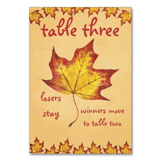 Herfst Leaf Bunco Tafel Kaart #3 (Achterkant)