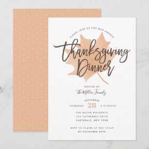 Herfst Leaf Chic Thanksgiving Diner Kaart