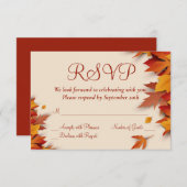 Herfst Leaf Classic RSVP-kaart - horizontaal RSVP Kaartje (Voorkant / Achterkant)