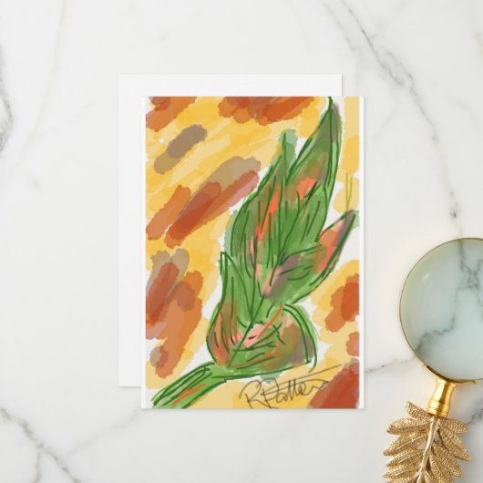 Herfst leaf Dank u wel Bedankkaart (Voorkant / Achterkant in situ)