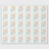 Herfst Leaf Elegant Schattig Pastel Roze blauwgroe Cadeaupapier (Vlak)