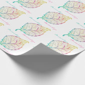 Herfst Leaf Elegant Schattig Pastel Roze blauwgroe Cadeaupapier (Hoek)