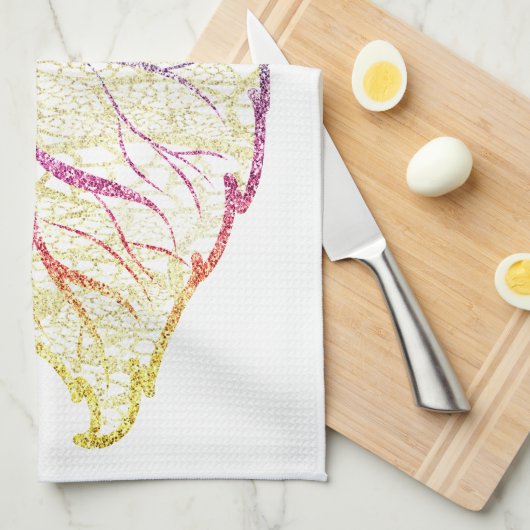 Herfst Leaf Elegant Schattig Pastel Roze blauwgroe Theedoek (Quarter Fold)