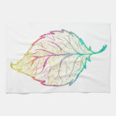 Herfst Leaf Elegant Schattig Pastel Roze blauwgroe Theedoek (Horizontaal)