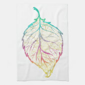 Herfst Leaf Elegant Schattig Pastel Roze blauwgroe Theedoek (Verticaal)