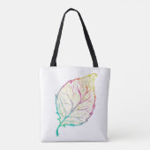 Herfst Leaf Elegant Schattig Pastel Roze blauwgroe Tote Bag (Achterkant)