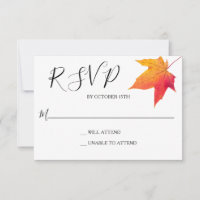 Herfst Leaf Elegant Wedding Response RSVP