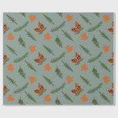 Herfst Leaf en Pinecone Naadloze Wrapping Paper Ar Cadeaupapier (Vlak)