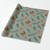 Herfst Leaf en Pinecone Naadloze Wrapping Paper Ar Cadeaupapier (Uitgerold)
