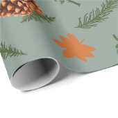 Herfst Leaf en Pinecone Naadloze Wrapping Paper Ar Cadeaupapier (Rol Hoek)
