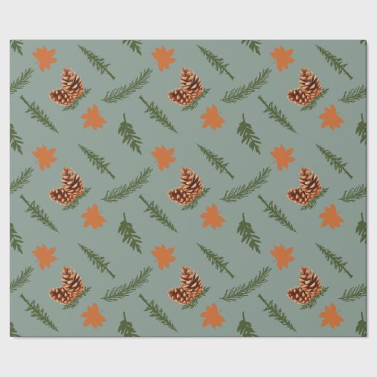 Herfst Leaf en Pinecone Naadloze Wrapping Paper Ar Cadeaupapier (Zoom)