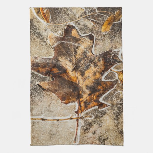 Herfst Leaf Frozen Marsh Natuur Theedoek (Verticaal)