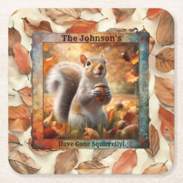 Herfst Leaf Funny Squirrel Paper Onderzetter