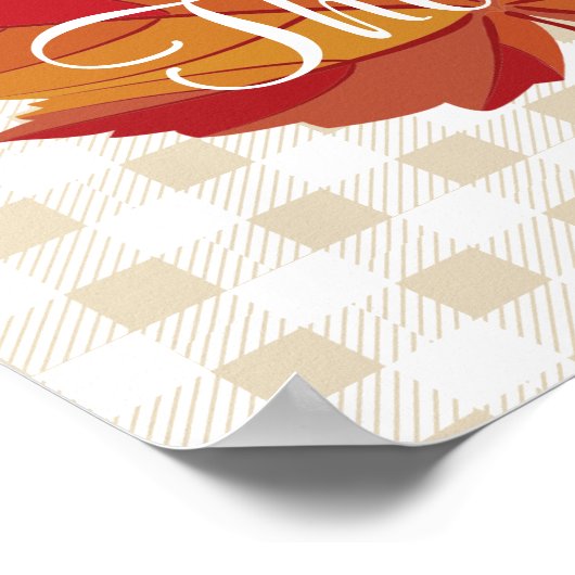 Herfst Leaf geeft Bedankt witte speldenstaart Poster (Hoek)