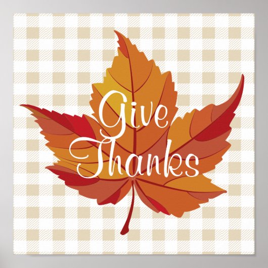 Herfst Leaf geeft Bedankt witte speldenstaart Poster (Voorkant)
