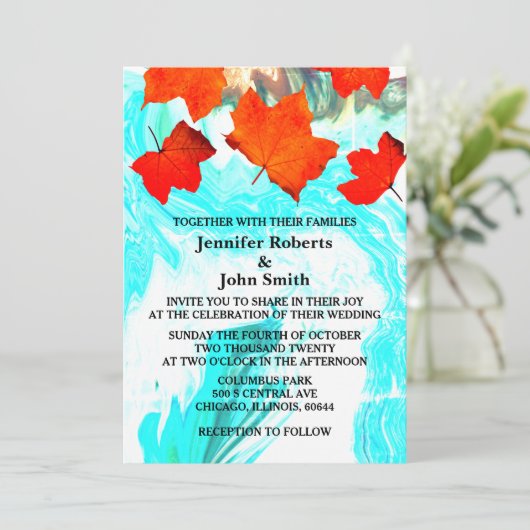 Herfst Leaf Geode Agate Art Abstract Aangepast huw Kaart (Staand voorkant)