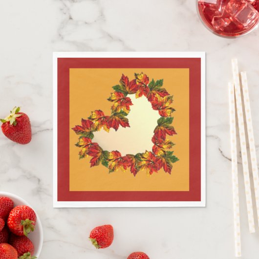 Herfst Leaf Hart Papier Servet (Insitu)