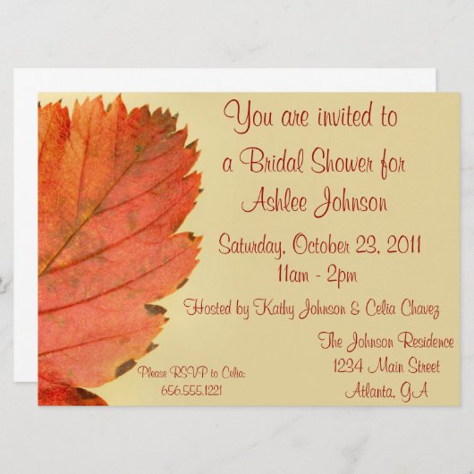 Herfst Leaf Invitation Kaart (Voorkant / Achterkant)