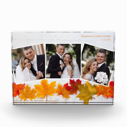 Herfst Leaf Pas getrouwd Foto Collage Autumn Weddi (Voorkant)