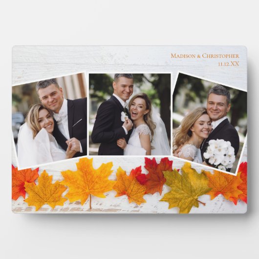 Herfst Leaf Pas getrouwd Foto Collage Autumn Weddi Fotoplaat (voorkant)