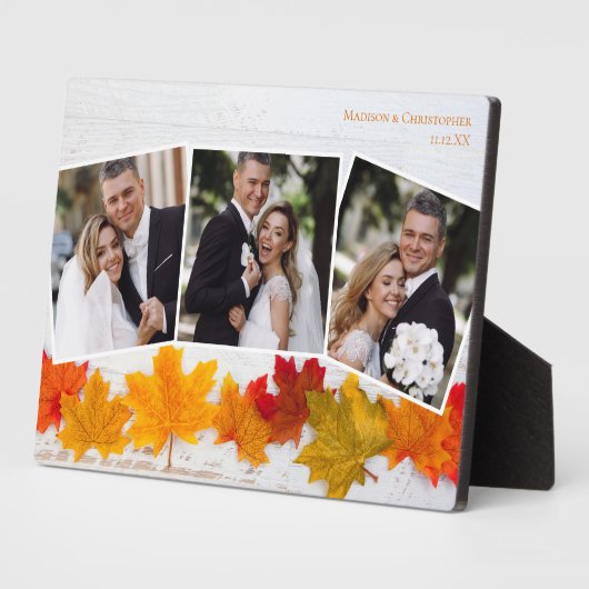 Herfst Leaf Pas getrouwd Foto Collage Autumn Weddi Fotoplaat (Zijkant)