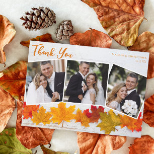 Herfst Leaf Pas getrouwd Foto Thanksgiving Wedding Bedankkaart