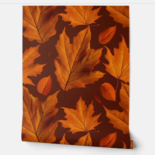 Herfst Leaf Pattern Design in Herfstkleuren Behang (Afrollen)