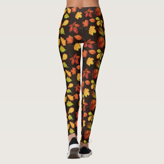 Herfst Leaf Pattern op Brown Leggings (Achterkant)