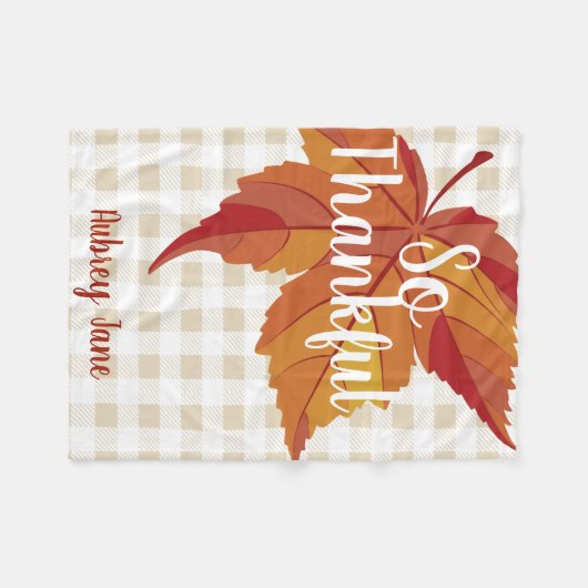 Herfst Leaf & Pset Baby's Eerste Thanksgiving Fleece Deken (Voorkant (Horizontaal))