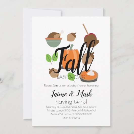 Herfst Leaf Pumpkin Pie Baby shower Kaart (Voorkant)