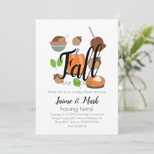 Herfst Leaf Pumpkin Pie Baby shower Kaart (Staand voorkant)